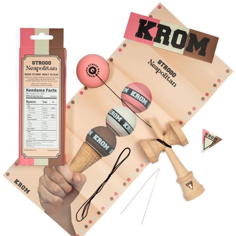 Krom Strogo Neapolitan Fraise Kendama | Forme Lambo - image 7 sur 7