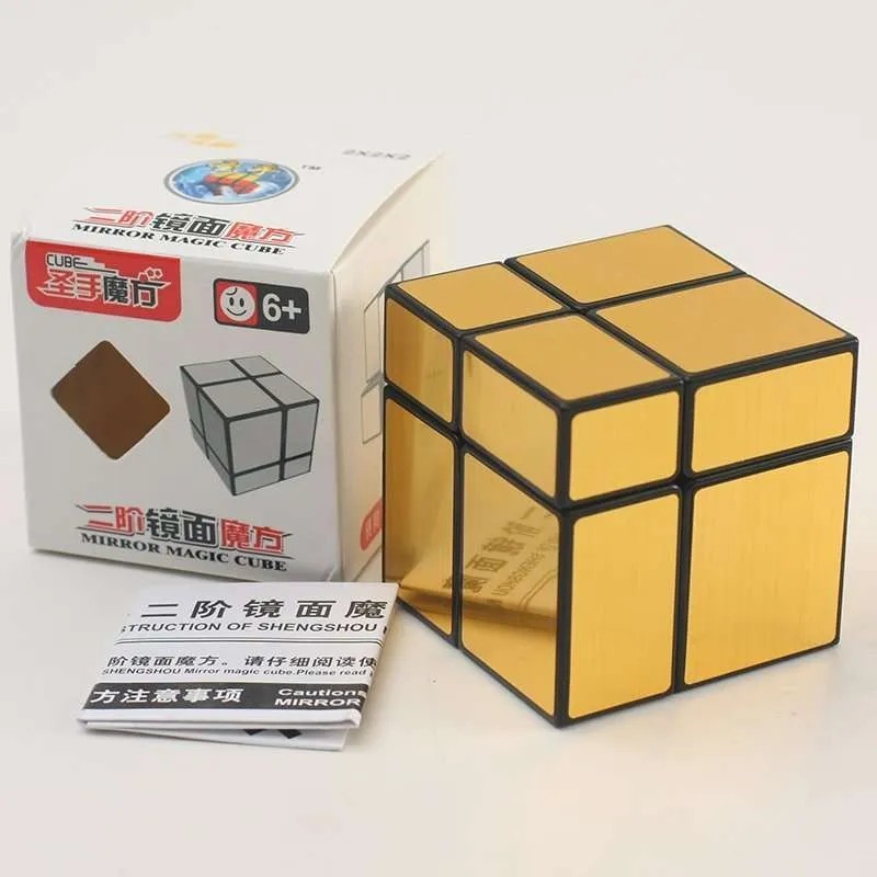 ShengShou Mirror Blocks 2x2 Negro con Pegatinas Plata