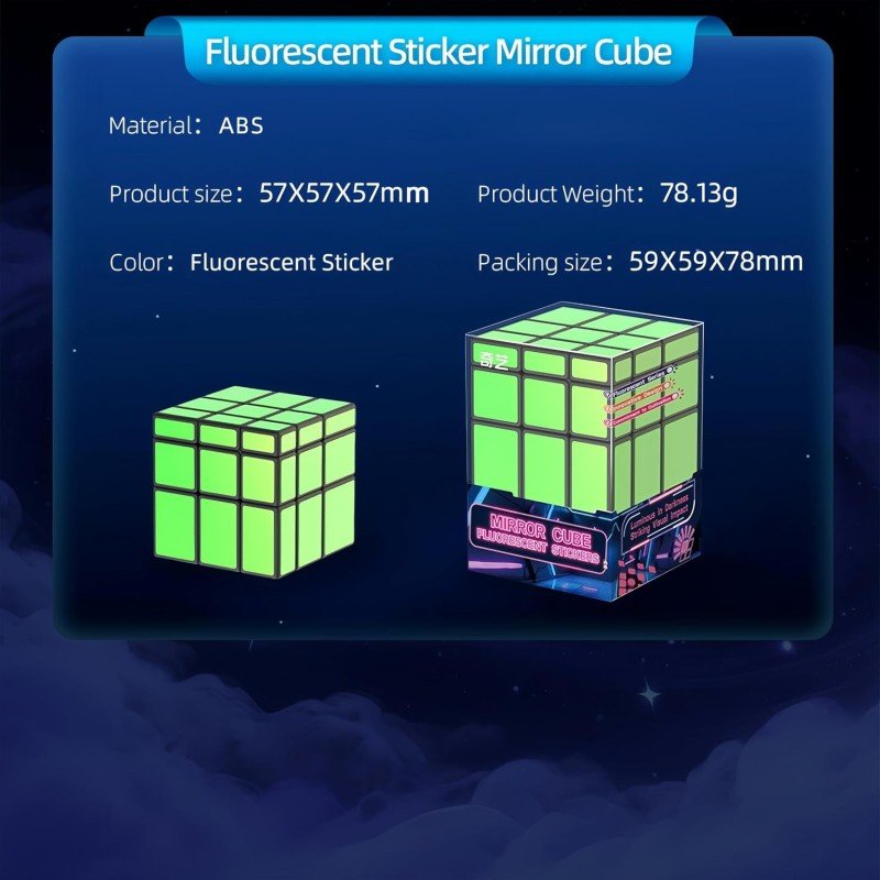 QiYi 3x3 Mirror Cube Black - Glow in the Dark Stickers - imagem 4 - imagem 4 de 5