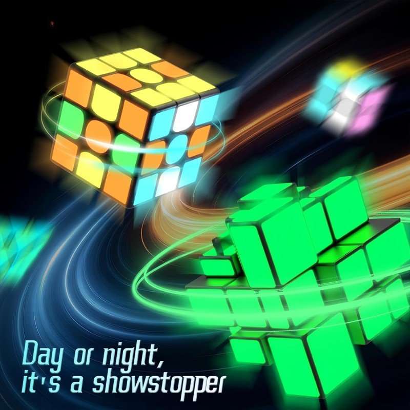QiYi 3x3 Mirror Cube Black - Glow in the Dark Stickers - imagem 3 - imagem 3 de 5